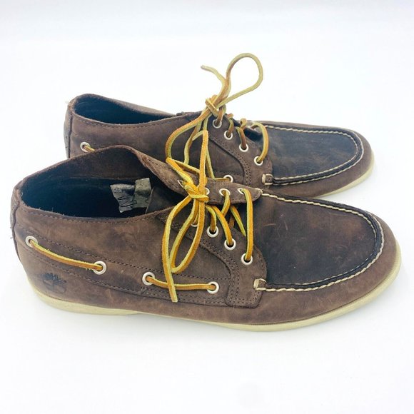 TIMBERLAND 4-EYEBOAT Chukka Boots Lace Up Loafers Brown Leather 29570 Mens 11 main image 4